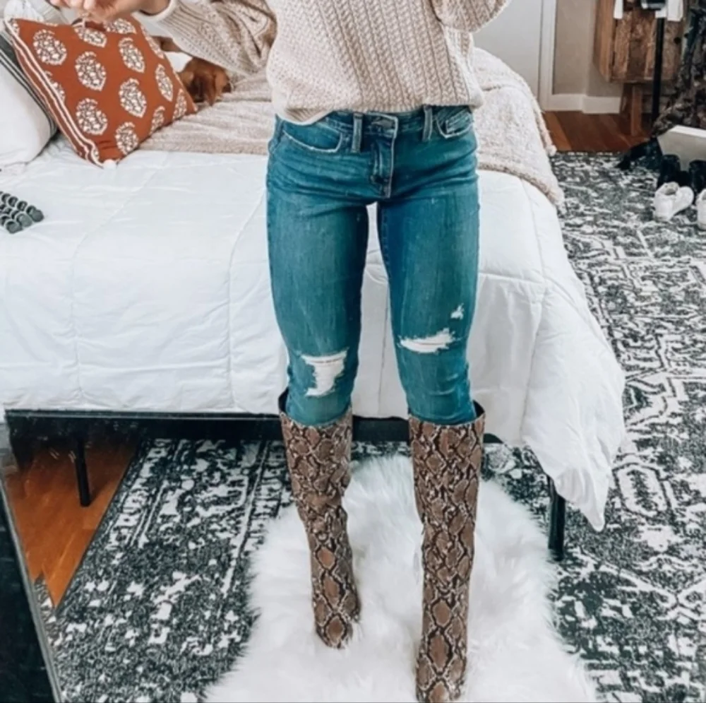 NEW Knee-High Snakeskin Boots - Picture 7 of 7